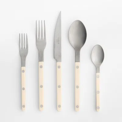 Crate & Barrel Sabre Vintage Ivory 5-piece Flatware Place Setting In Silver