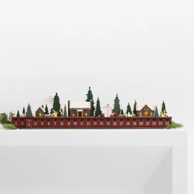 Crate & Barrel Santa's Village Holiday Advent Calendar In Brown