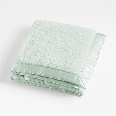 Crate & Barrel Satin Trim Mint Plush Baby Stroller Blanket In Blue