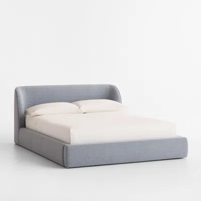 Crate & Barrel Scout Shelter Blue Upholstered Kids Full Bed In Gray