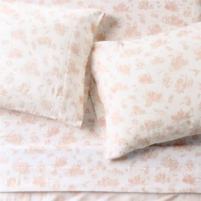 Crate & Barrel Seafield Pink Supersoft 100% Organic Cotton Kids Full Sheet Set By Jake Arnold