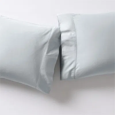 Crate & Barrel Serene Washed Organic Cotton Sateen Light Mist Blue King Pillowcases, Set Of 2
