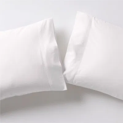 Crate & Barrel Serene Washed Organic Cotton Sateen White Standard Pillowcases, Set Of 2
