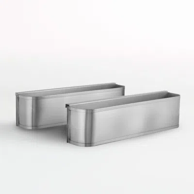 Crate & Barrel Set Of 2 Bins For Fillmore Kitchen Island In Silver