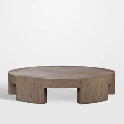 Crate & Barrel Sheffield Brown Wood 60" Round Coffee Table