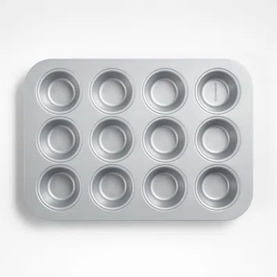Crate & Barrel Silver 12-cup Silicone Nonstick Muffin Pan