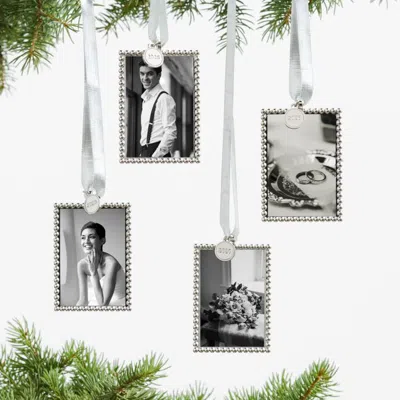 Crate & Barrel Silver Dot 2026 Frame Christmas Tree Ornament, Set Of 4 In Green