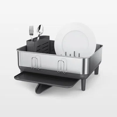 Crate & Barrel Simplehuman Compact Dish Drying Rack, Brushed Stainless Steel Frame In Gray