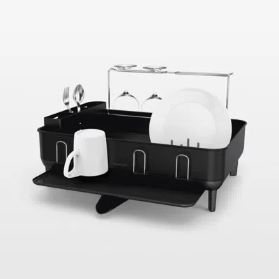 Crate & Barrel Simplehuman Kitchen Dish Drying Rack, Matte Black Steel