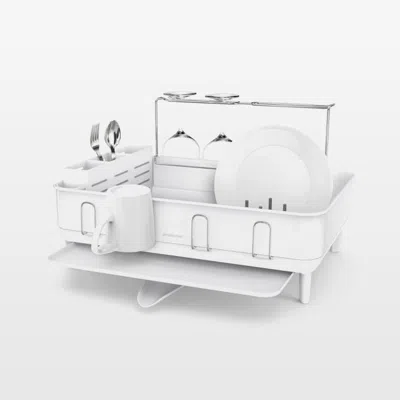 Crate & Barrel Simplehuman Kitchen Dish Drying Rack, White Steel