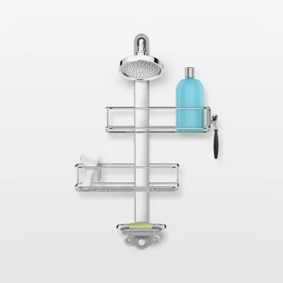 Crate & Barrel Simplehuman Medium Adjustable Shower Caddy, Stainless Steel/anodized Aluminum Rust-proof Frame In Silver
