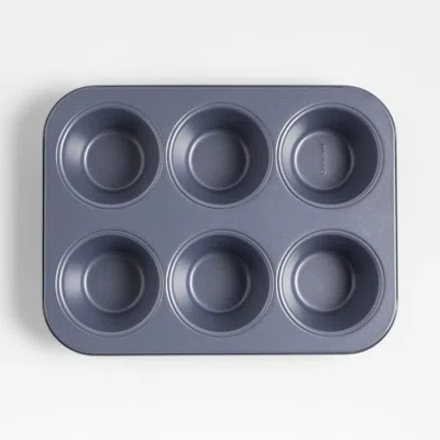 Crate & Barrel Slate Blue 6-cup Silicone Nonstick Jumbo Muffin Pan
