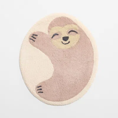 Crate & Barrel Sloth Purple 100% Organic Cotton Kids Bath Mat In Multi