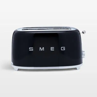 Crate & Barrel Smeg Black 4-slice Long Slot Retro Toaster