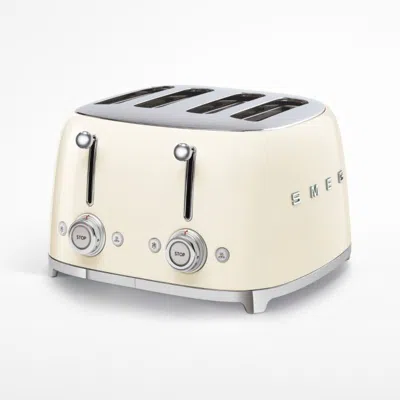 Crate & Barrel Smeg Cream 4x4-slice Retro Toaster In White