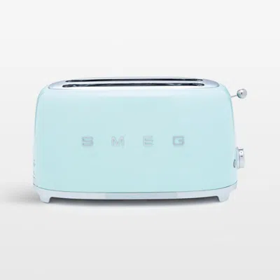Crate & Barrel Smeg Pastel Green 4-slice Long Slot Retro Toaster In Blue