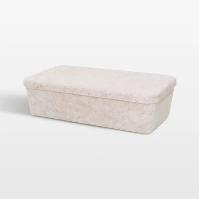Crate & Barrel Sortjoy Long Stone Sculpted Storage Bin With Lid, Set Of 3 In Pink