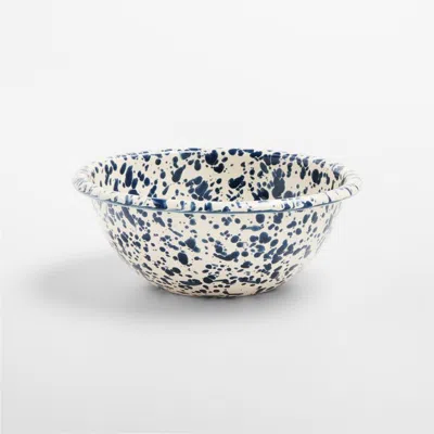 Crate & Barrel Splatter Enamelware Navy And Cream Cereal Bowl In Multi