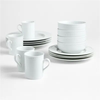 Crate & Barrel Staccato White Porcelain 16-piece Dinnerware Set