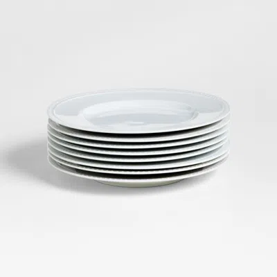 Crate & Barrel Staccato White Porcelain Salad Plates, Set Of 8