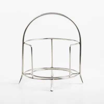 Crate & Barrel Stainless Steel Appetizer Plate Stand In Silver