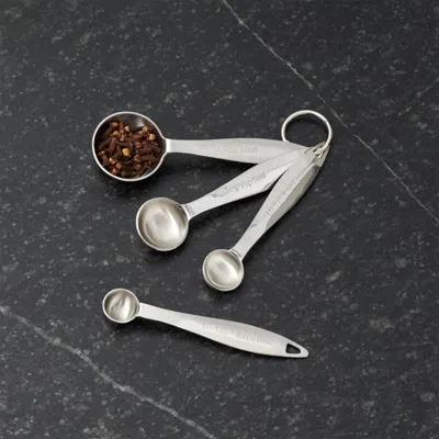 Crate & Barrel Stainless Steel Measuring Spoons, Set Of 4 In Silver