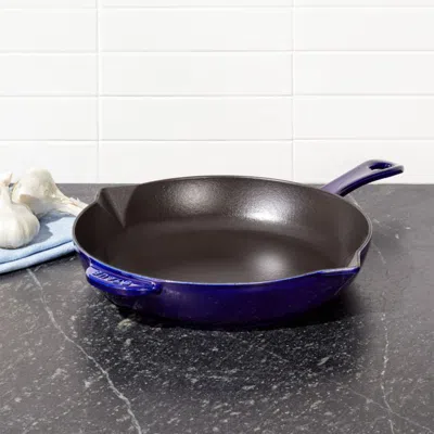Crate & Barrel Staub ® 10" Dark Blue Enameled Cast Iron Fry Pan In Black