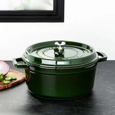 Crate & Barrel Staub 5.5-qt Round Basil Green Cocotte