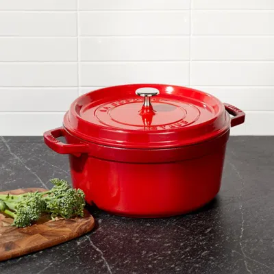 Crate & Barrel Staub ® 5.5-qt Round Cherry Cocotte In Red