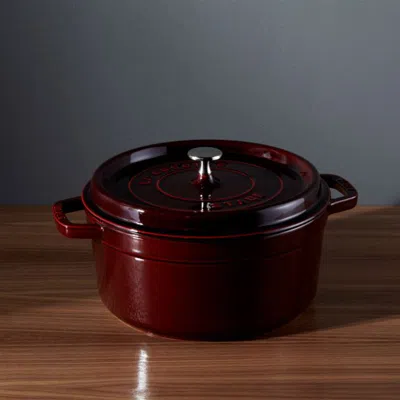 Crate & Barrel Staub 5.5-qt Round Grenadine Red Cocotte