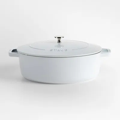 Crate & Barrel Staub 6.25-qt. White Enameled Cast Iron Shallow Oval Dutch Oven