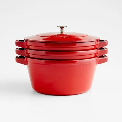 Crate & Barrel Staub ® Cherry Red 4-piece Stackable Cookware Set