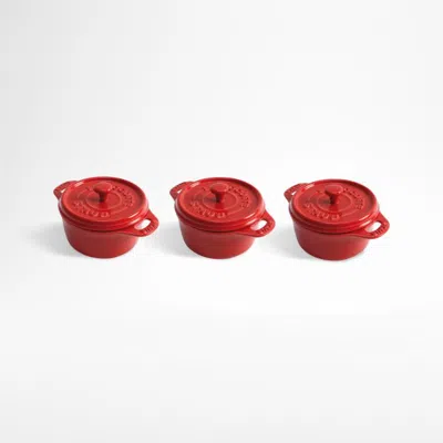 Crate & Barrel Staub ® Cherry Round Mini Cocottes, Set Of 3 In Red