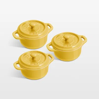 Crate & Barrel Staub ® Citron Mini Cocottes, Set Of 3 In Yellow