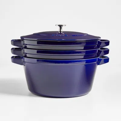 Crate & Barrel Staub ® Dark Blue 4-piece Stackable Cookware Set
