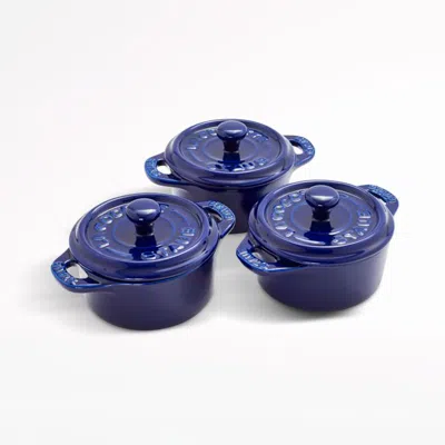 Crate & Barrel Staub ® Dark Blue Round Mini Cocottes, Set Of 3