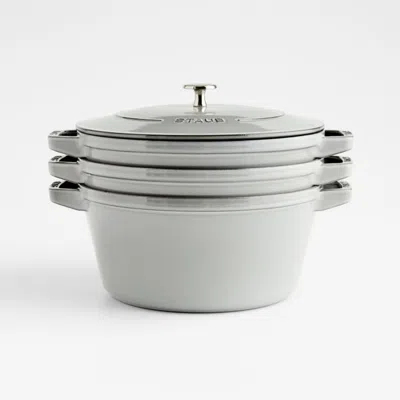 Crate & Barrel Staub ® Graphite Grey 4-piece Stackable Cookware Set
