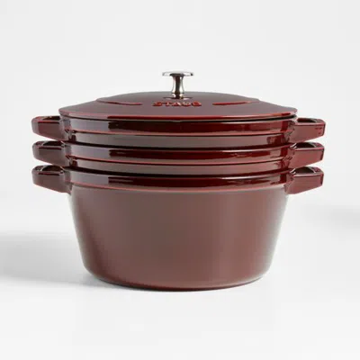 Crate & Barrel Staub ® Grenadine 4-piece Stackable Cookware Set In Brown/red