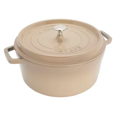 Crate & Barrel Staub ® Sesame 4-qt. Round Cocotte With Silver Knob In Neutral