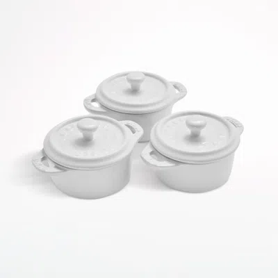 Crate & Barrel Staub ® White Round Mini Cocottes, Set Of 3