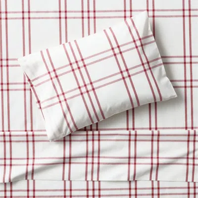 Crate & Barrel Stax Luminous Red 100% Organic Cotton Toddler Sheet Set
