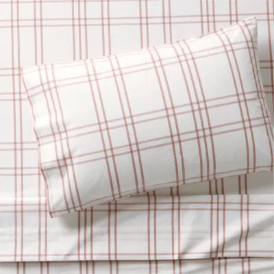 Crate & Barrel Stax Violet Rose 100% Organic Cotton Yarn Dyed Kids Twin Sheet Set In Pink