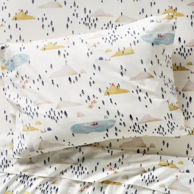 Crate & Barrel Stay Cool Adventure Pattern 100% Organic Cotton Kids Twin Sheet Set In Multi