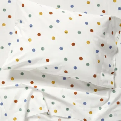 Crate & Barrel Stay Cool Basketball 100% Organic Cotton Kids Twin Sheet Set In Multi