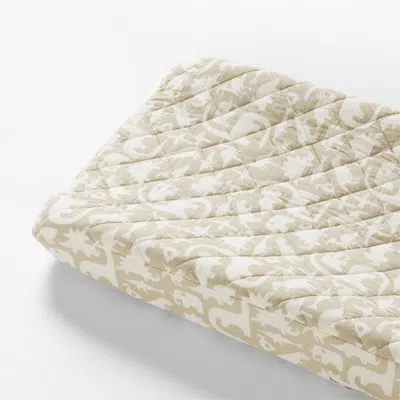 Crate & Barrel Stay Cool Dino Tower Organic Cotton Baby Changing Pad Cover In Neutral
