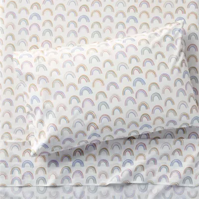Crate & Barrel Stay Cool Gemma Rainbow 100% Organic Cotton Kids Twin Sheet Set In Multi