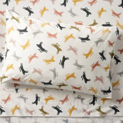 Crate & Barrel Stay Cool Leopard 100% Organic Cotton Percale Kids Twin Sheet Set In Multi