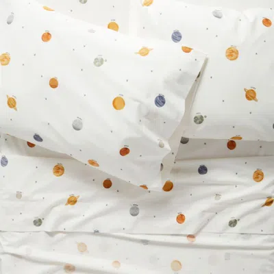 Crate & Barrel Stay Cool Outer Orbit 100% Organic Cotton Kids Full Sheet Set In White