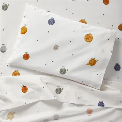 Crate & Barrel Stay Cool Outer Orbit 100% Organic Cotton Toddler Sheet Set In White