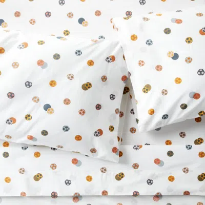 Crate & Barrel Stay Cool Soccer 100% Organic Cotton Kids Full Sheet Set In Multi